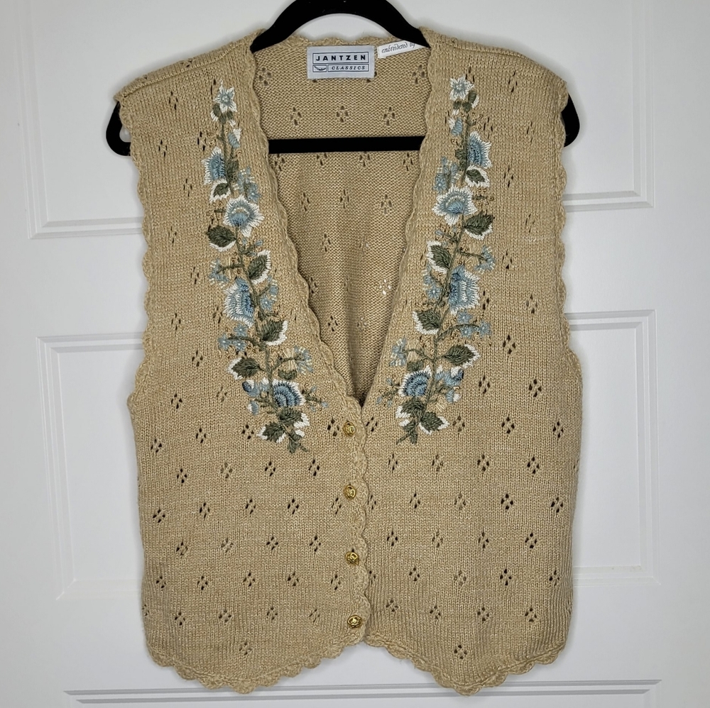 Jantzen Classics embroidered knit cardigan.